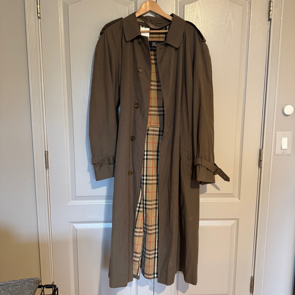 Burberry Oversized Trench Coat in Green Size 44 checked lining
